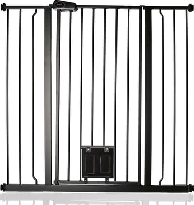 Bettacare Hoog Hek met Kattenluik, 100,8cm - 108,4cm, Zwart, 104cm Hoog