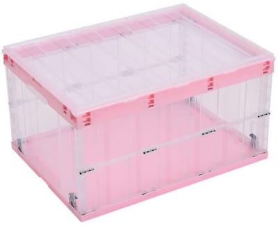 Dailygoods- Opbergdozen Stapelbaar - Opvouwbaar - Deksel - Handgreep - Transparant - 3 x 55 l - Opbergboxen