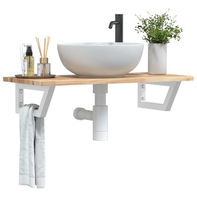 vidaXL - Badkamer - wandschap - staal - en - massief - acaciahout