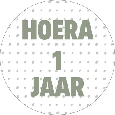 20 x Traktatiestickers Hoera 1 Jaar - Stickervel - Groene Cadeaustickers - Wensetiket - Rond 4 cm - Sluitsticker - 20 stuks - Groen Wit - Sticker 1e Verjaardag