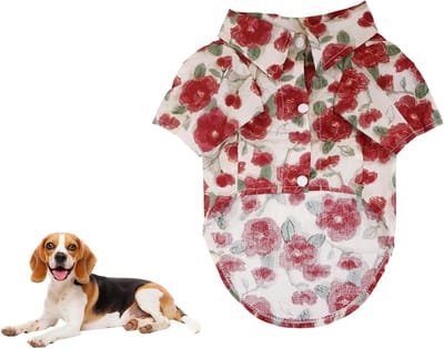 Modieuze zomerhondenhemden met bloemenpatroon voor kleine, middelgrote en grote honden, ideaal voor huisdieren en stijlbewuste eigenaren (rood, L)