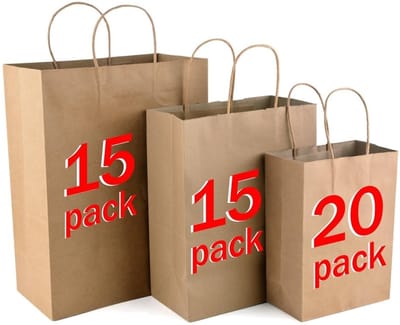 Dailygoods- Papieren Zakjes 50 Stuks - Kraft Papieren Zakjes - Cadeauzakjes Bruin - Verpakking voor Feestjes - Milieuvriendelijk - Drie Maten