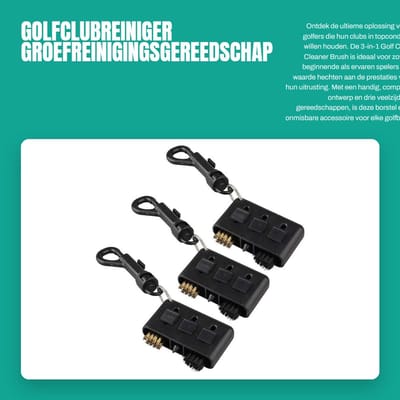 Dailygoods - Golfclubreiniger - Groefreinigingsgereedschap - Handig in gebruik - Zwart - Golfaccessoires - Clip - 3 Stuks - Geschikt voor alle golfers...