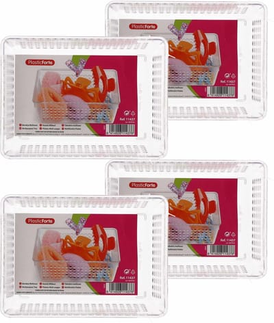Plasticforte Organizer / opbergmandje - 6x - kunststof - transparant - 18 x 13 x 6.5 cm - lade verdelers - vakjes maken