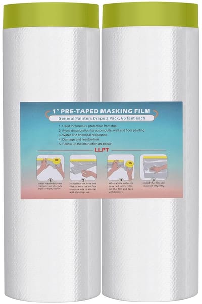 Adhesive Tape en Draping Film voor Autospuitwerk - 2 Rollen van 200 cm x 20 m voor Stofbescherming en Bescherming tegen Verf