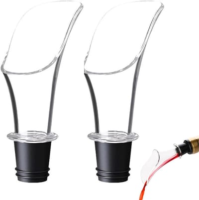 2 Wijnbeluchter - Schenktuiten - Wijn schenktuit - Wijn decanteerder - Wijn accessoires - Decanteer karaf - Premium Kwaliteit Karaf - Druppelvrije Wijnschenker - Zwart - Perfect voor Bar - Feest - Cadeau - Kerstcadeau - Kerstversiering - Kerst