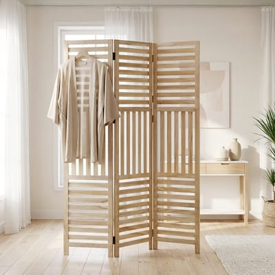Homestyle4u Kamerscherm - 120x170 cm - Natuurlijk - 3 st.
