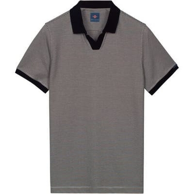 Baileys Polo No Buttons V-Neck Small Yarn Dyed Stripe Navy / male