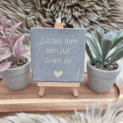 Robuust Wenstegeltje – Zo Blij met een Juf Zoals Jij – 10 X 10cm – Juffen bedankje – Einde schooljaar – Afscheid juf – Juf Cadeau – Trendy – Afscheid – Bedankje – Zomaar – Verjaardag