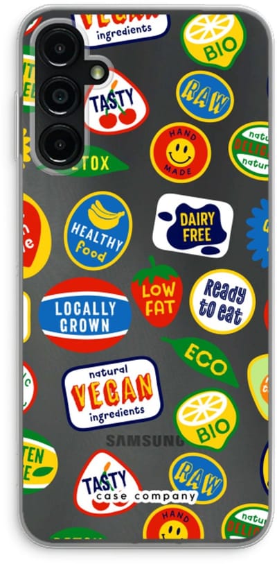 Case Company® - Hoesje geschikt voor Samsung Galaxy A14 hoesje - Fruitsticker - Soft Cover Telefoonhoesje - Bescherming aan alle Kanten en Schermrand
