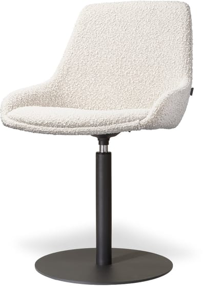 Nolon Niva-Isa Draaibare Tulp Eetkamerstoel Bouclé Beige - Mat Zwart Onderstel - Comfortabel - Stoffen