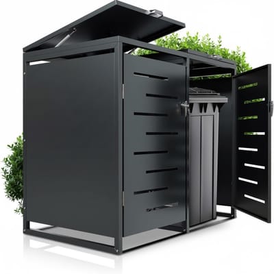 White-Label® Kliko Ombouw - Containerberging - Kast Dubbel - Zwart