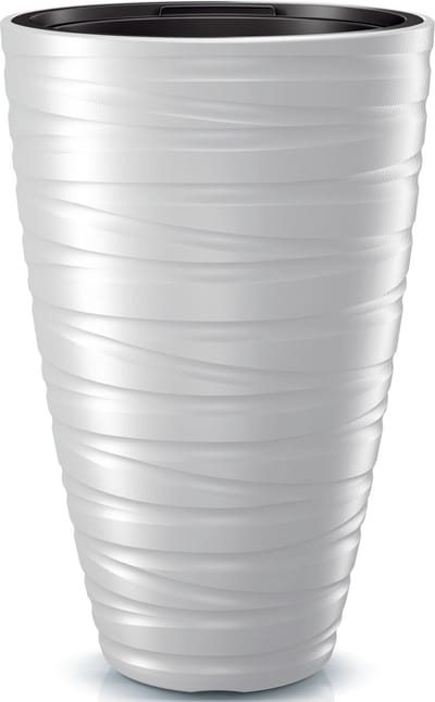 Prosperplast Plantenpot/bloempot Amazing - buiten/binnen - kunststof - wit - D37 x H58 cm - met binnenpot