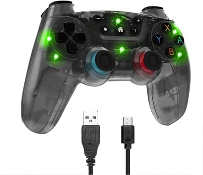 NAXSIR Draadloos Controller compatibel Nintendo Switch Pro- Bluetooth Gamepad met RGB 7-Kleuren Verlichting,Trillingsfeedback & Lange Speeltijd