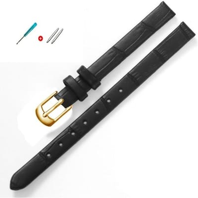 8mm 10mm Dames Meisjes Slanke Lederen Band Kwaliteit Horloge Accessoires Riem Slub Horlogeband Rose Gouden Pin Gesp 19mm white