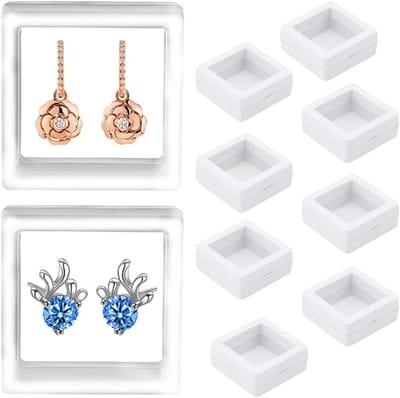 Drijvende Display Case - Sieraden Houder - Sieraden Opbergen - PE Film - 11x11x2 cm - Wit