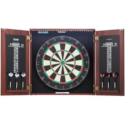 VEVOR Dartbord en Kastset, Officiële Maat Home Dartbordcentrum, Verborgen Dartkast met Stalen Punten & LED-lampje & Eenvoudige Montage, Compleet met Alle Accessoires