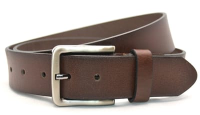 Timbelt Riem Heren volnerf Leer Bruin - 4 cm Breed - Broekriem - Nette Riem - Pantalon Riem - jeans riem - Maat: 95 / Totale lengte riem 110 cm - Echt Leer