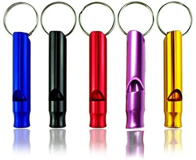 Allecto - 5 Signal Fluitjes - Noodoproepfluitje - Mini Aluminium Sleutelhanger - Extreem Luid - Overleving Noodsituatie - Geschikt voor Huisdierent...