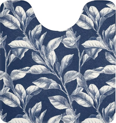 WC mat met uitsparing 55x60 cm - Antislip - Botanisch - Patroon - Blauw - Toiletmat met uitsnijding - Vloermat - Douchemat - Toilet tapijt - Toiletmatten