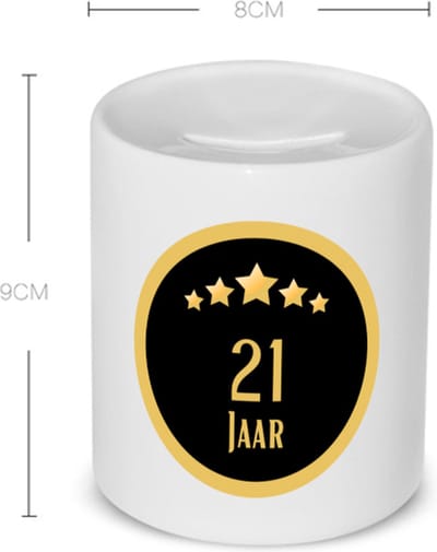 Akyol - 21 jaar Spaarpot - Hoera 21 jaar - iemand die 21 jaar is geworden of 21 jaar lang een relatie hebben of getrouwd zijn - verjaardagscadeau - verjaardag - cadeau - kado - geschenk - gift - relatie - trouwdag - jubileum - 350 ML inhoud