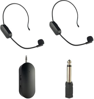 Draadloze UHF Headset Microfoon 2-in-1 - Handheld en Headset Microfoon met 165ft Bereik voor Onderwijs, Fitness en PA Systemen-Eendelige set