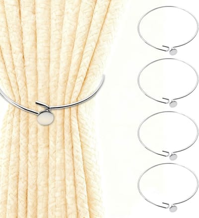 Unyqoos® Set van 4 elegante zilverkleurige metalen gordijnhouders voor een moderne inrichting