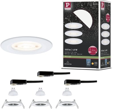 LED-inbouwlamp Nova GU10 Flat stijf IP44 3x4,9W 3x550lm 230V 2700K Wit mat