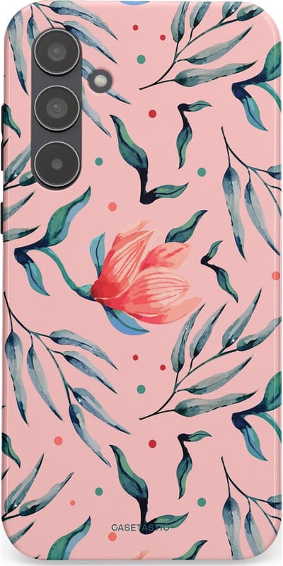 Casetastic hoesje geschikt voor Samsung Galaxy A55 - Dubbellaagse bescherming - Roze Bloemen en Takken - Fashion Case - Lichtroze Zilver Perzik