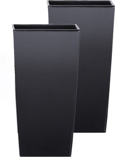 Prosperplast bloempot/plantenpot Urbi met binnenpot - 3x - antraciet - 19 x 19 x 37 cm - Kunststof
