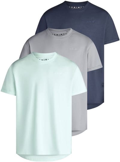 DENIMFY Heren T-Shirt DFDiego 3 Pack Set regular fit Veelkleurig S Ronde Hals Volwassenen gemaakt van 100% katoen