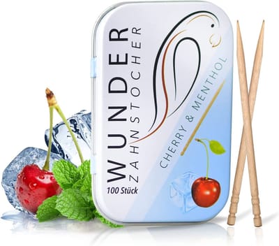 Wonder Tandenstokers - Box Kers - Gearomatiseerde Tandenstokers - Vervanging voor Kauwgom - Bestrijd Slechte Adem - Stop Nagelbijten - Ondersteuning bij Stoppen met Roken - Verfris de Adem met Gearomatiseerde Tandenstokers - Kers - Menthol