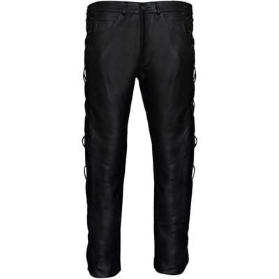 Heren geregen leren bikerjeans-Utah
