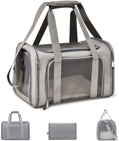 Transportbox Kat - Reistas Hond - Veilig Reizen - Opvouwbaar Ontwerp - 46 x 30 x 30 cm - Grijs
