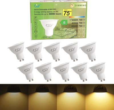 Dimbare GU10 LED Lamp, 4,9W, 780lm, Warmwit, 3000K, 120 Graden, Energiebesparend, Oogbescherming, 5 Stuks