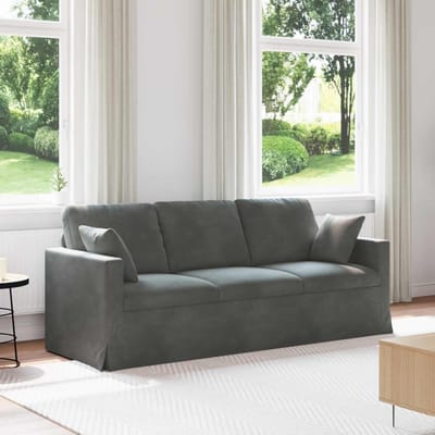 vidaXL - Bank - Donkergrijs - 198 - x - 78 - x - 80 - cm - Fluweel