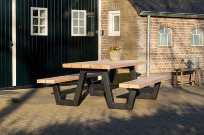Tuilana - Picknicktafel - Buitentafel - W-poot - Robuust staal - Koker design - Douglas hout - 200 cm
