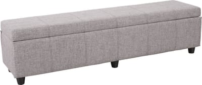 Opbergkist Kriens XXL, zitbank, stof/textiel, 45x180x45cm ~ grijs