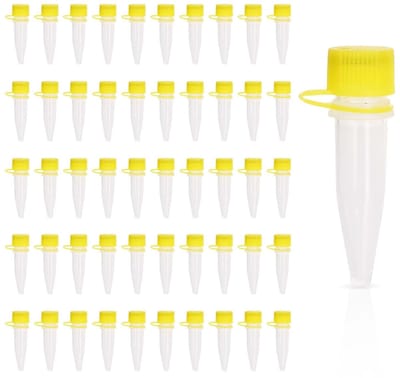 Set van 50 transparante plastic testbuizen van 3 ml met deksel, ideaal voor laboratoriumexperimenten en monsterverzameling