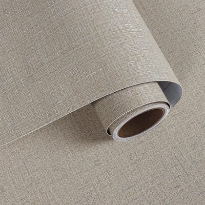 Linnenbehang Bruin - Decoratieve Folie - Muren Decoreren - Zelfklevend - 40 x 200 cm - Lichtbruin