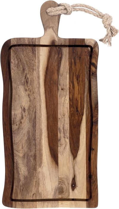 Bowls and Dishes Pure Rose Wood Duurzame Borrelplank | Tapasplank | Serveerplank rustiek met sapgoot 49x23.5 cm | BBQ cadeautip!
