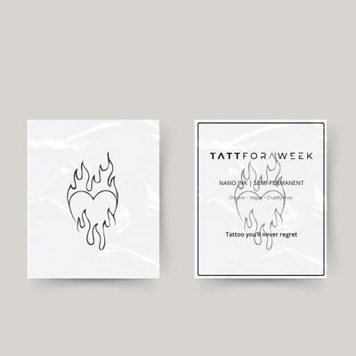 Tijdelijke tattoo vlammend hart | Neptattoo volwassenen | Tijdelijke tattoo voor volwassenen | Temporary tattoo | Plaktattoos voor volwassenen | Neptattoos | Probeer zorgeloos een tattoo | tattforaweek