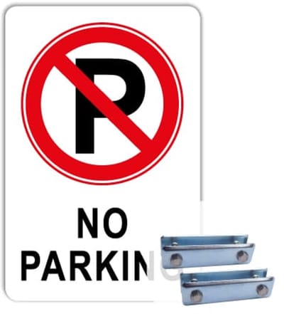 Bord No parking - Weerbestendig Aluminium - 40x60 cm - Bevestiging: Met hekbeugels (voor spijlen- of gaashek)