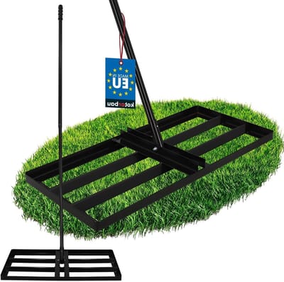 KOTARBAU® Gazonrakel 70 x 30 cm, van staal met aluminium steel, 180 cm, gazon-nivelleringshark, gazonrakel voor gazon, hark, gazonrakel van roestvrij staal