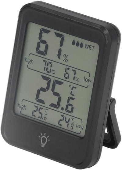 Digitale Thermometer Hygrometer - Luchtvochtigheid Meter - Binnenklimaat Monitoren - Comfort Indicator Gezichtjes - 8x5.9cm - Zwart