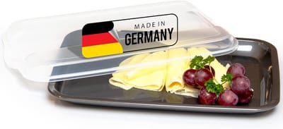 Novaliv Antraciet Premium Vleeswarendoos met Transparant Deksel, Voedselbewaarbakjes voor Worst & Kaas Afmetingen 25x17x3 cm Koelkastorganizer Knäckebröddoos Appartement Onmisbare Keukengadgets