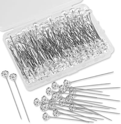 200 Stuks Diamant Bloem Pins voor Boeket, 5cm Corsage Pins met Helder Kristal voor Bruiloft, Haaraccessoires en DIY Handwerk Decoratie