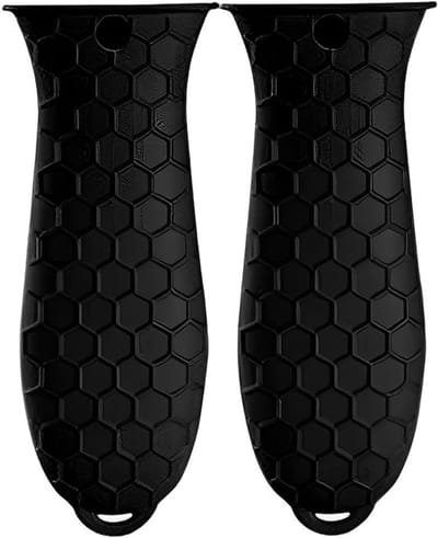 Siliconen Handgreep Houders - Pan Hulpgrepen - Warmte Bescherming - Hittebestendig tot 480°C - 13x5.6 cm - Zwart