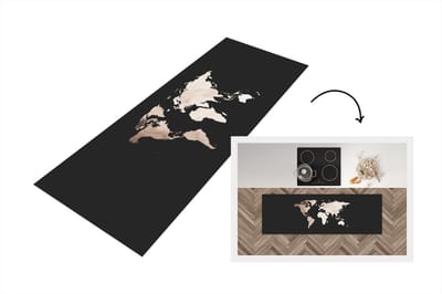 Keukenloper - Loper keuken - Wereldkaart - Bruin - Wit - 150x50 cm - Keukenloper vinyl