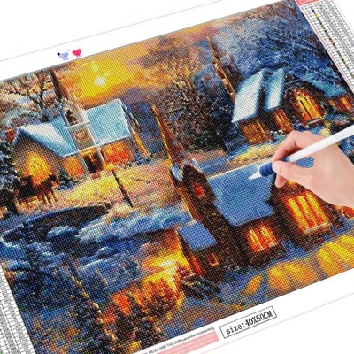 Diamant peinture maison 5D bricolage broderie point de croix paysage 20X30CM gray